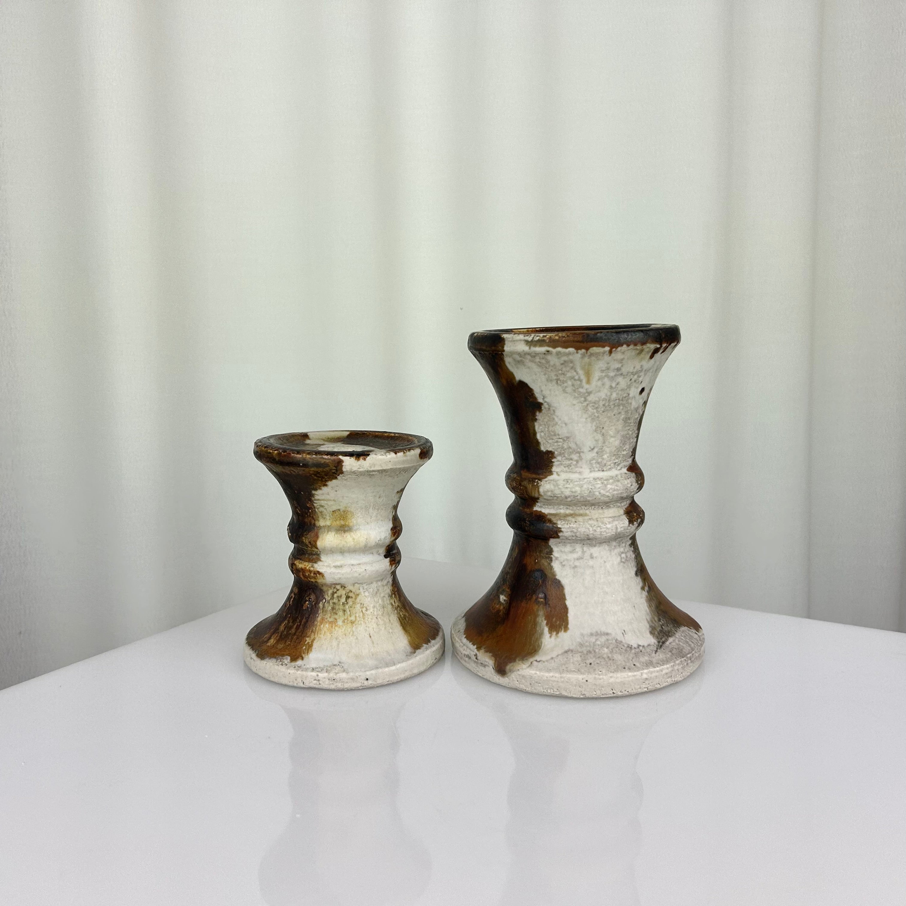 Set of Two Vintage Ceramic Axella Candleholders, Denmark 1970s