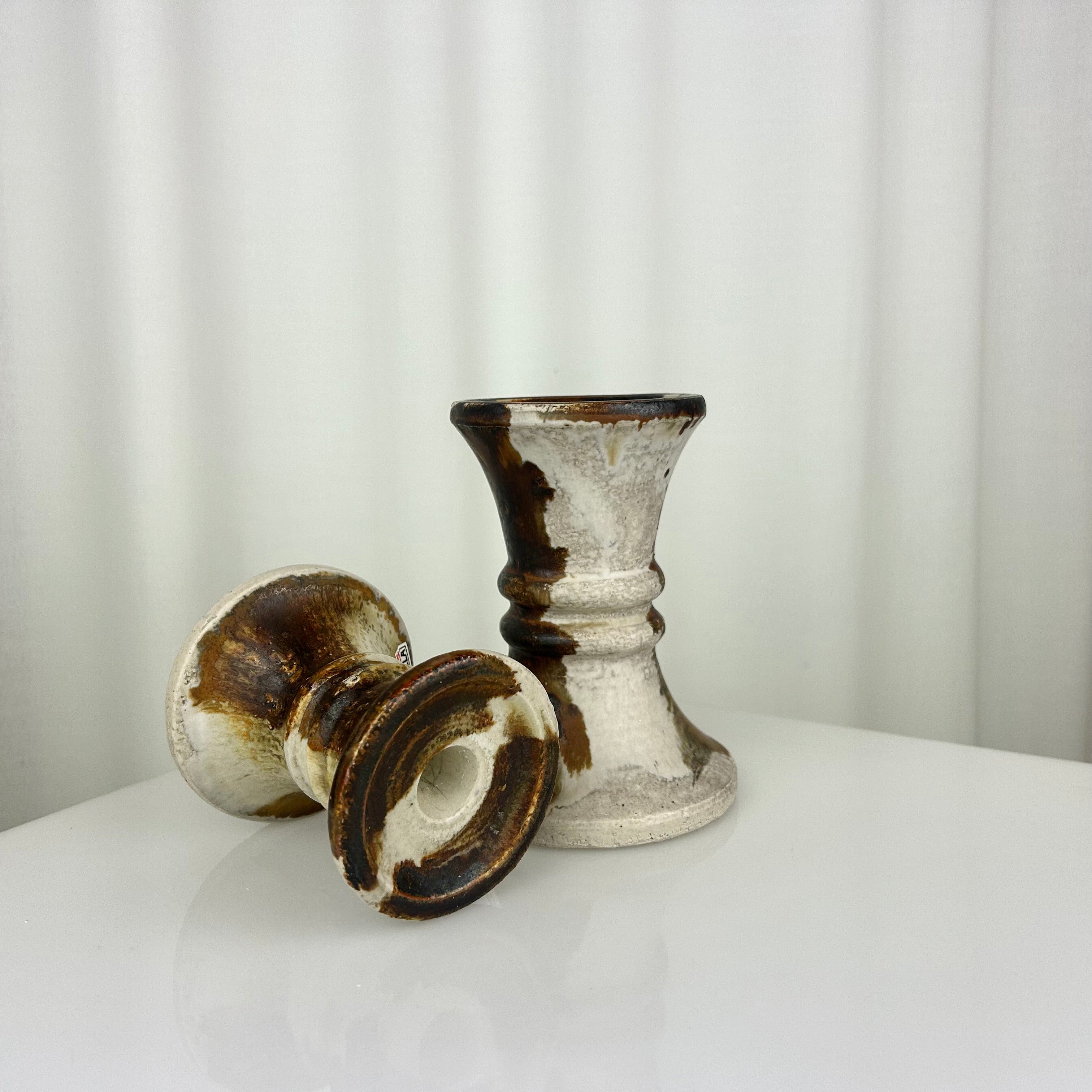 Set of Two Vintage Ceramic Axella Candleholders, Denmark 1970s