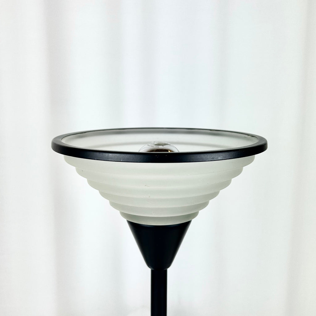 Vintage Postmodern Memphis Style Table Lamp with Glass Shade, 1980s
