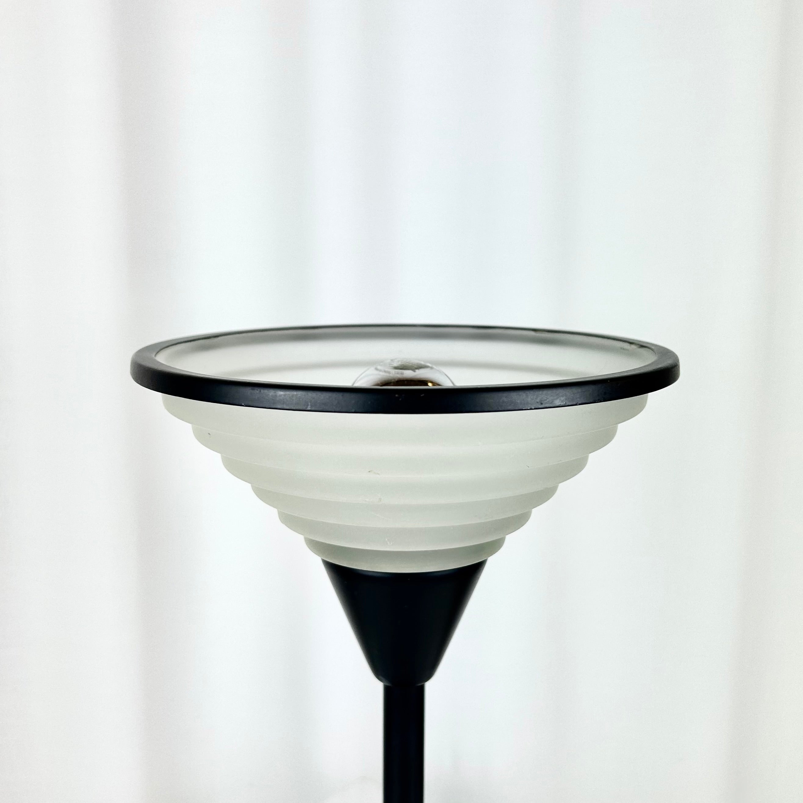 Vintage Postmodern Memphis Style Table Lamp with Glass Shade, 1980s