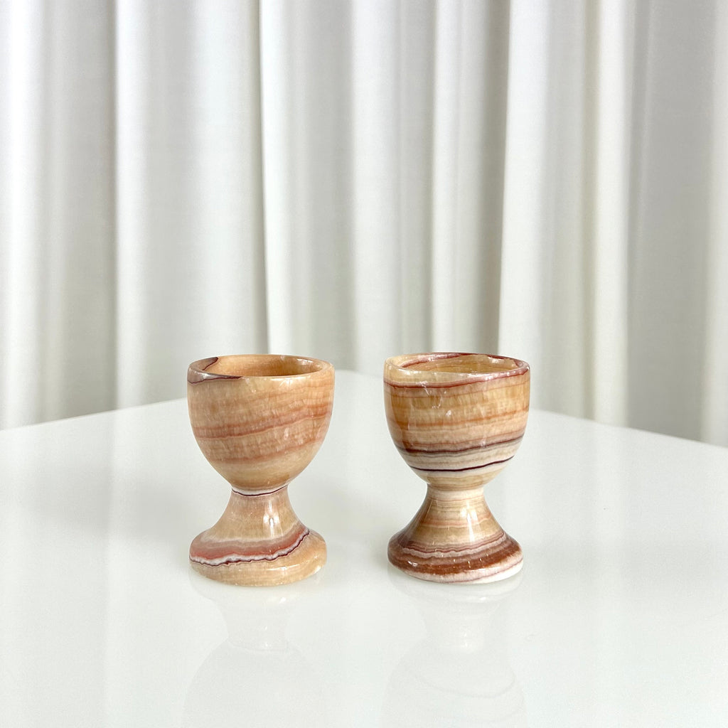 Vintage Alabaster Egg Cups Set of Two