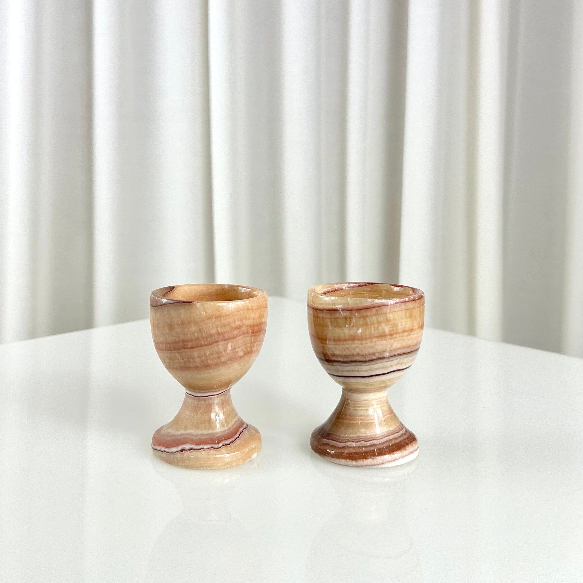 Vintage Alabaster Egg Cups Set of Two