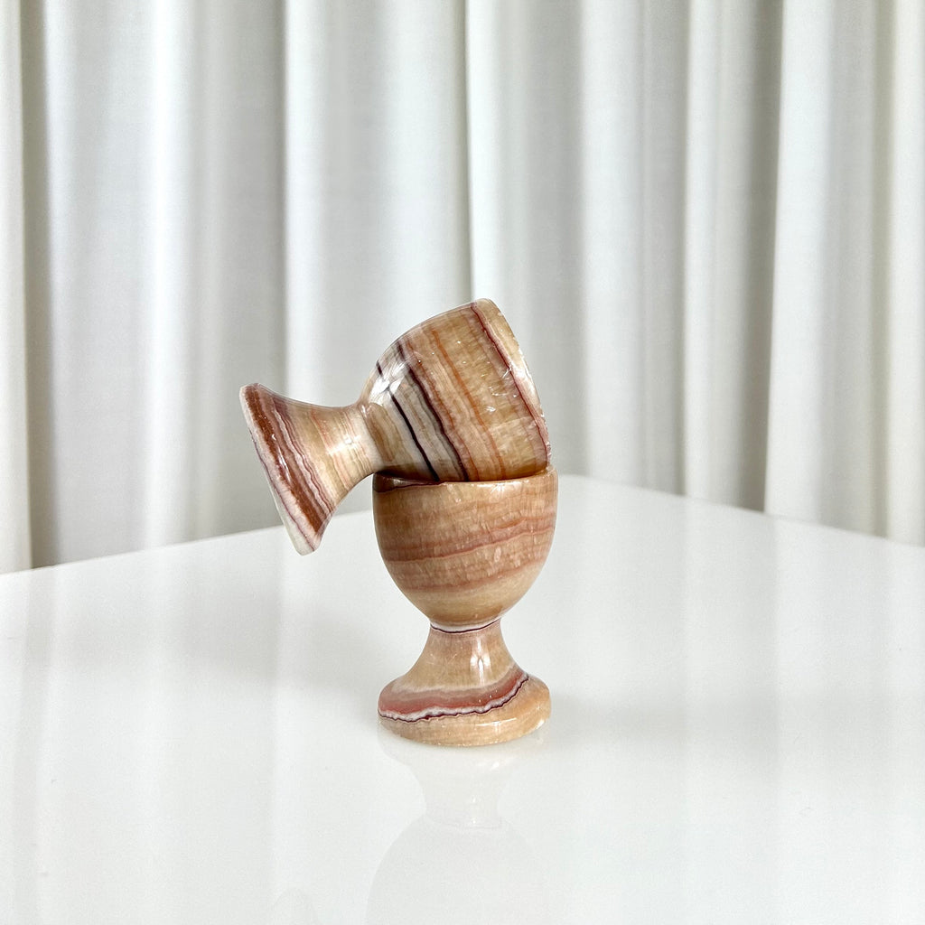 Vintage Alabaster Egg Cups Set of Two