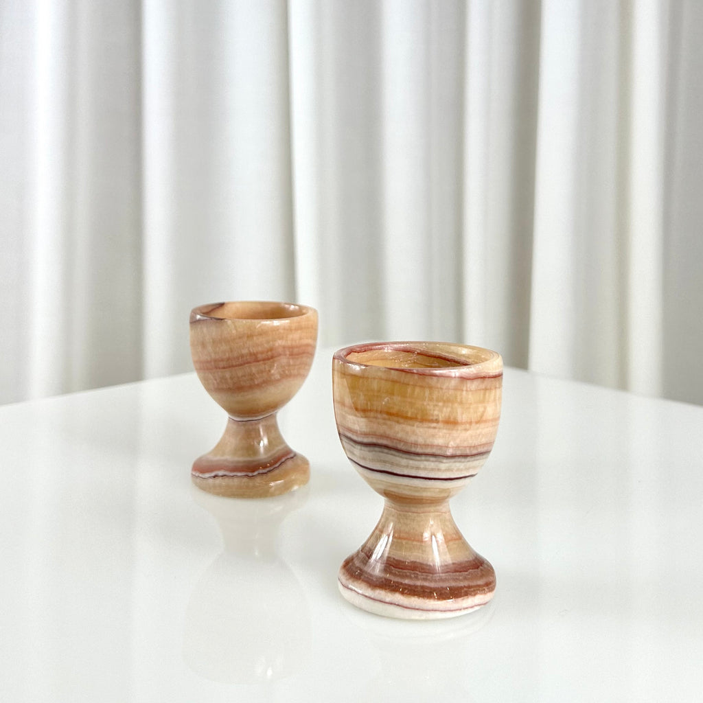 Vintage Alabaster Egg Cups Set of Two