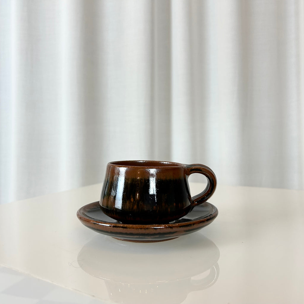 Ceramic cup and saucer from Aylesford