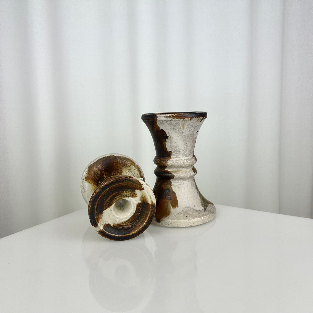 Set of Two Vintage Ceramic Axella Candleholders, Denmark 1970s