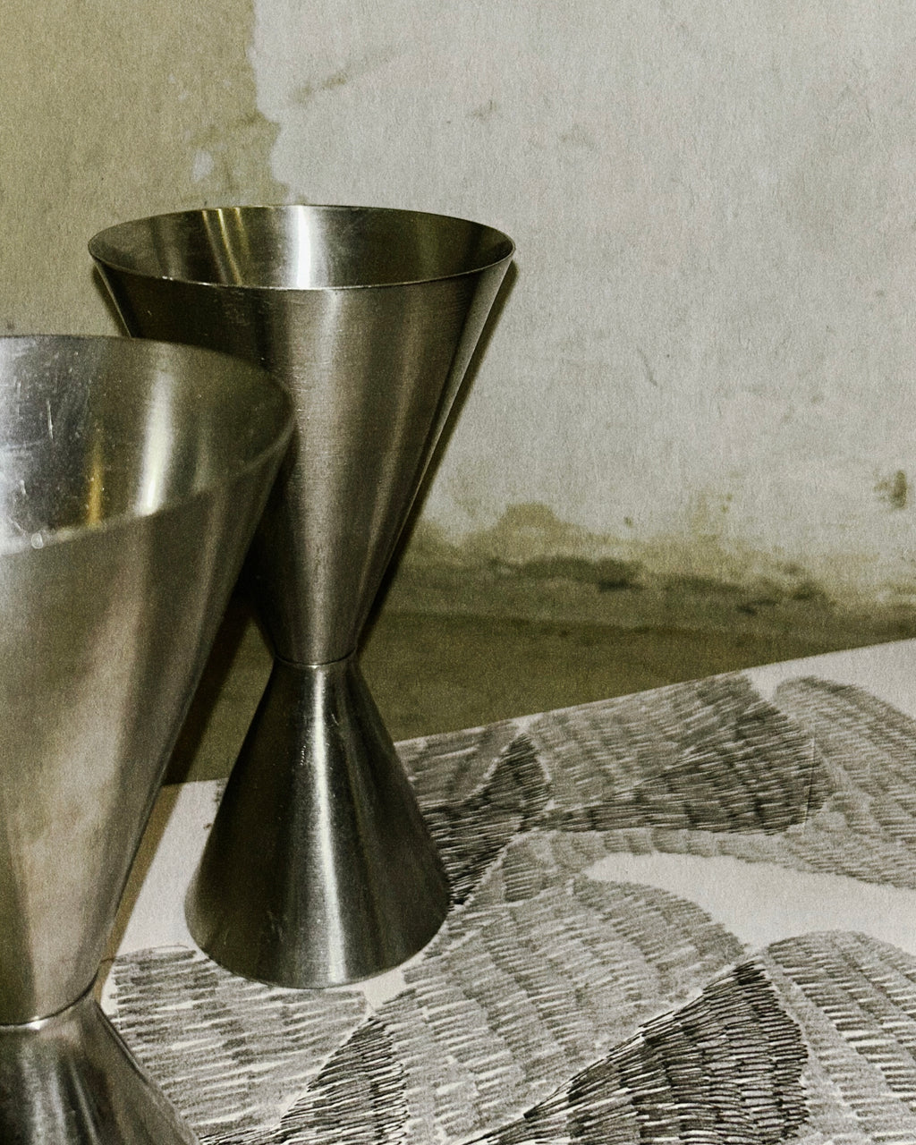 Set of 2 Vintage DDR ABS Stainless Steel Dessert Glasses