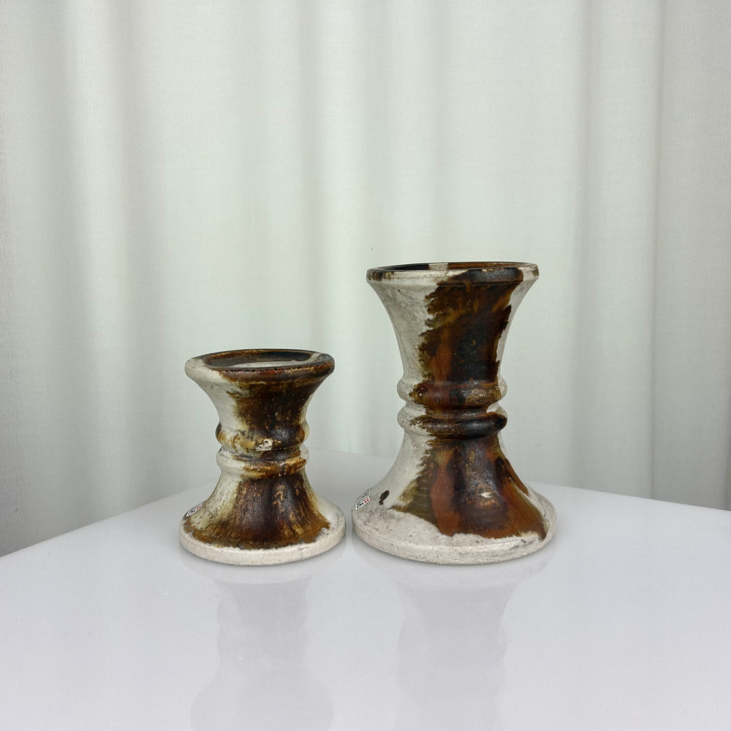 Set of Two Vintage Ceramic Axella Candleholders, Denmark 1970s