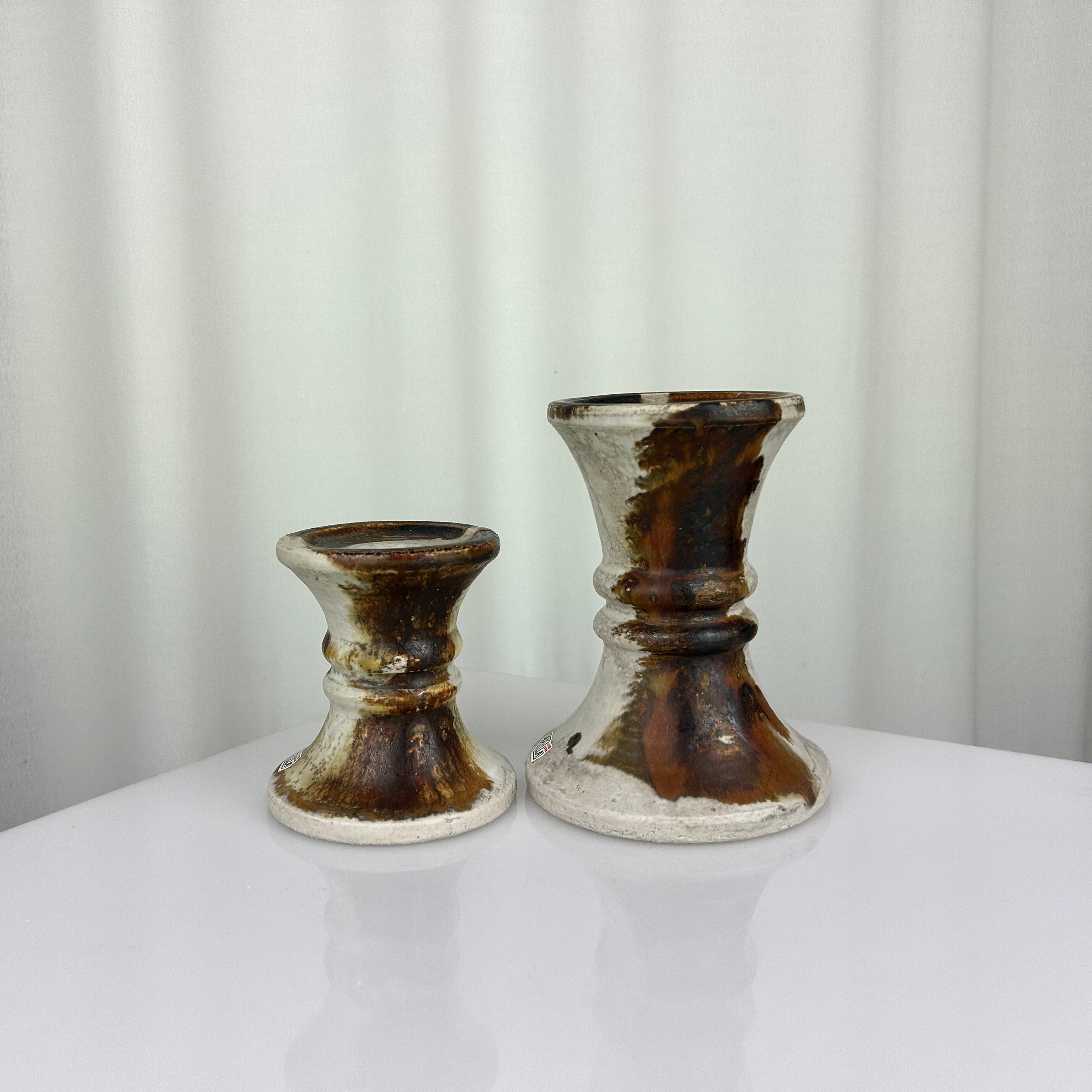 Set of Two Vintage Ceramic Axella Candleholders, Denmark 1970s