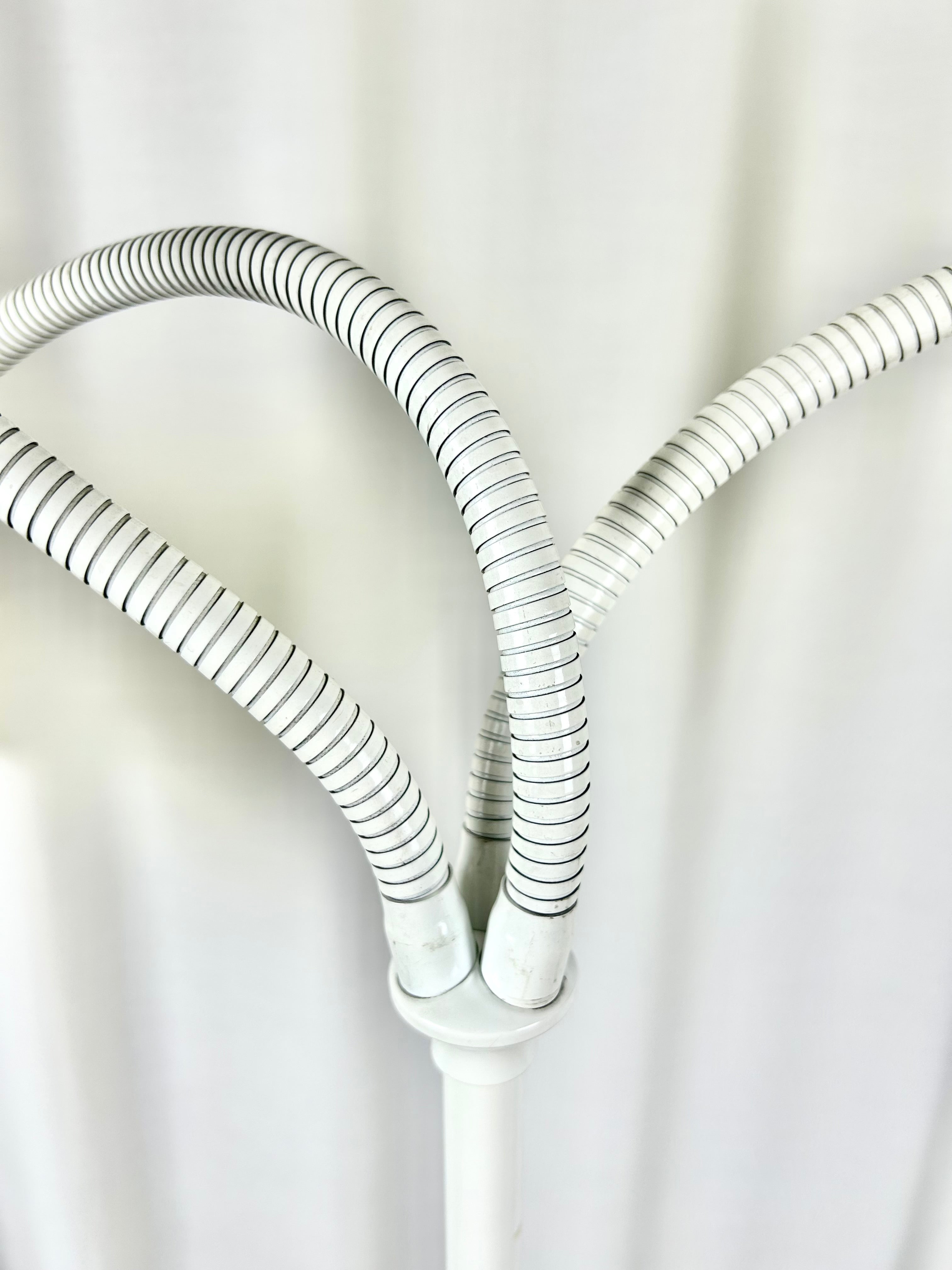 Egon Hillebrand three-arm floor lamp, front view, closeup of the three arms