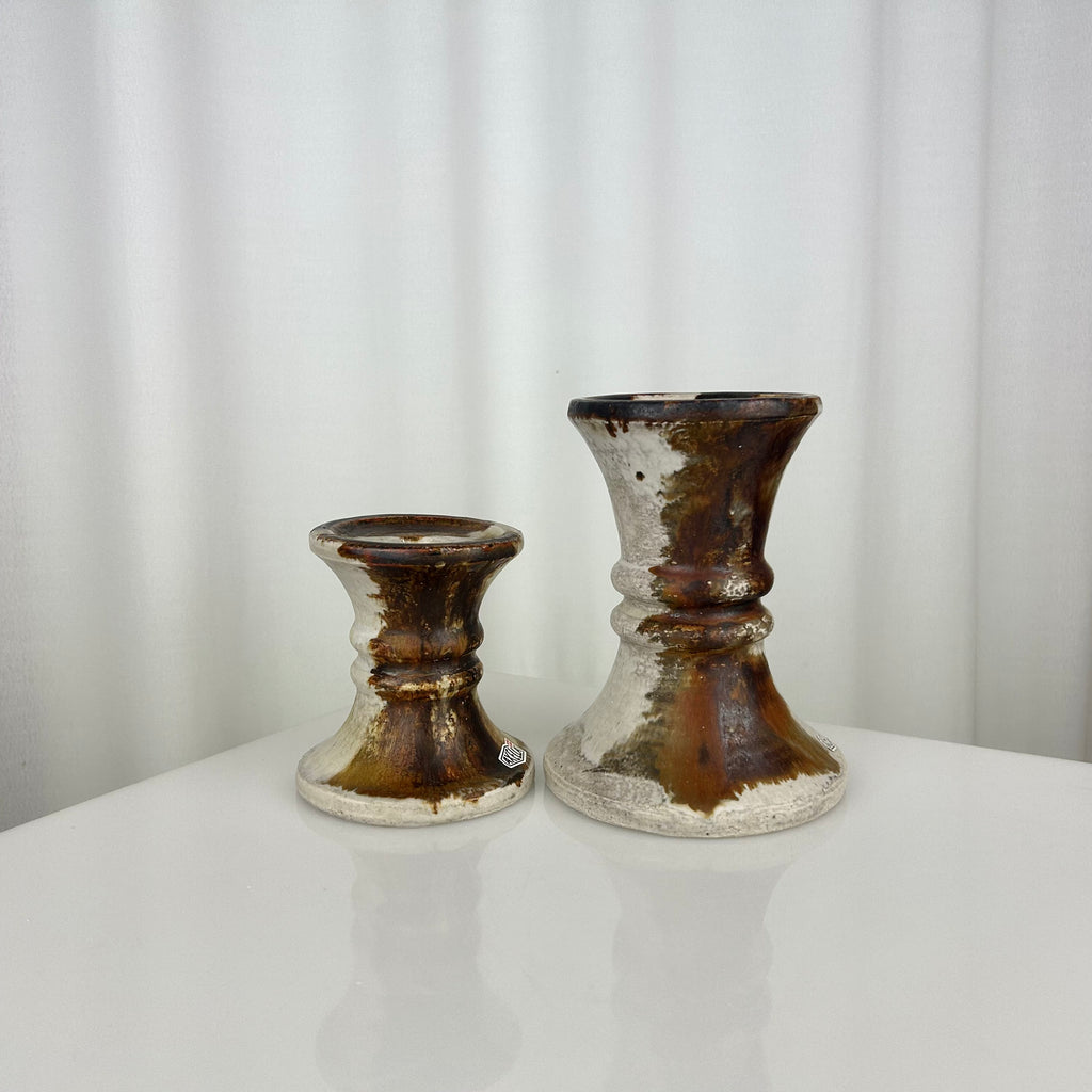 Set of Two Vintage Ceramic Axella Candleholders, Denmark 1970s