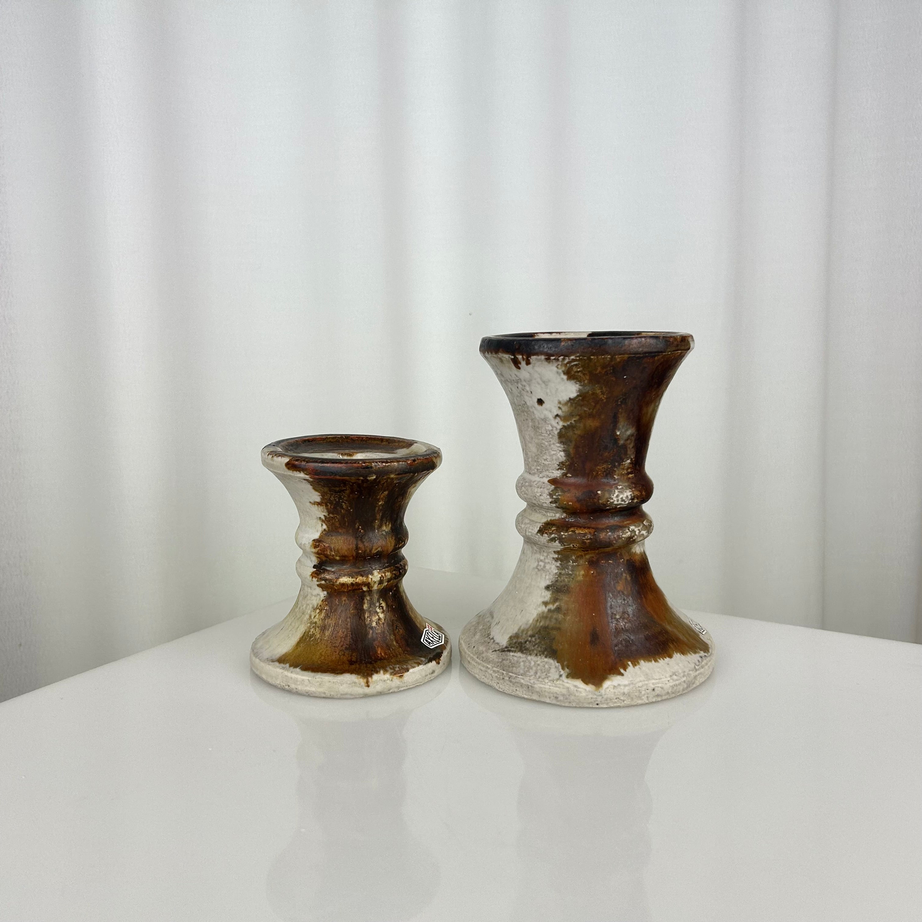 Set of Two Vintage Ceramic Axella Candleholders, Denmark 1970s
