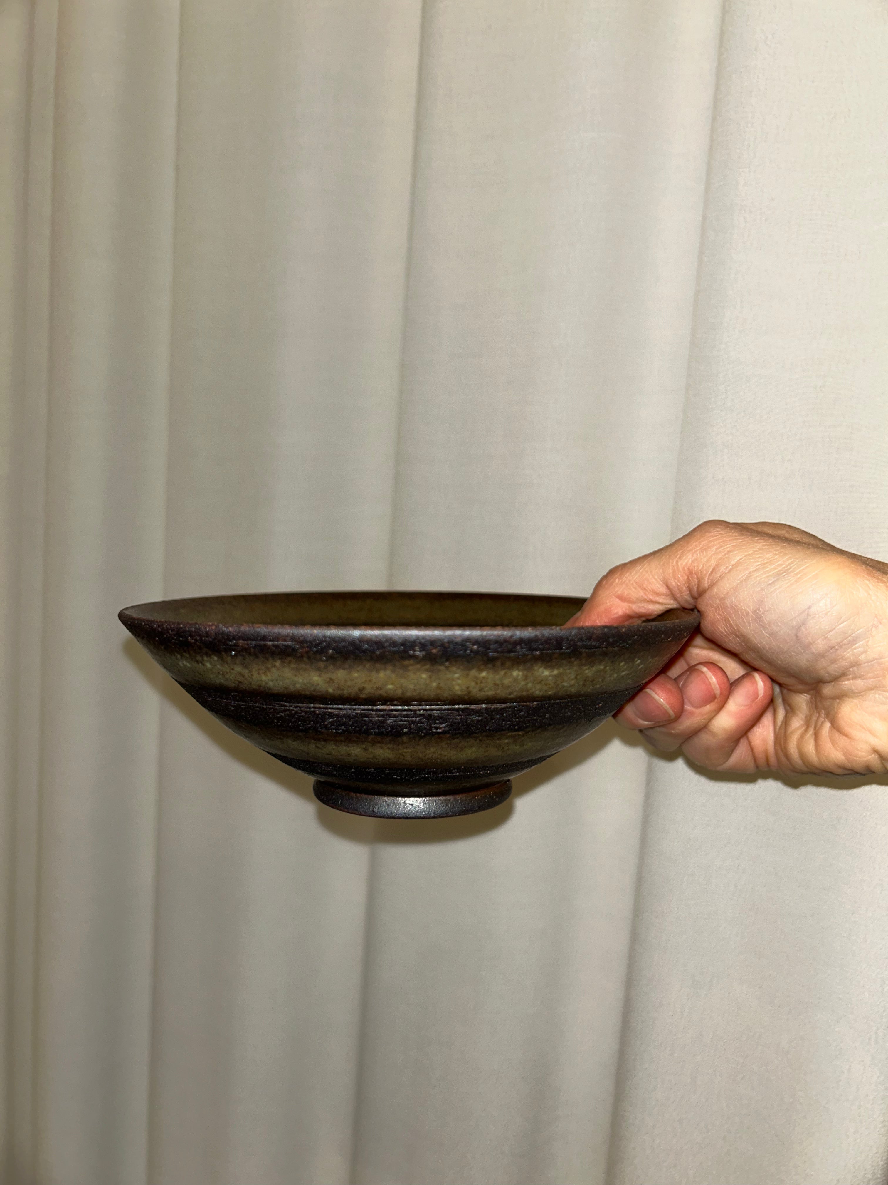 Brown/black striped ceramic bowl