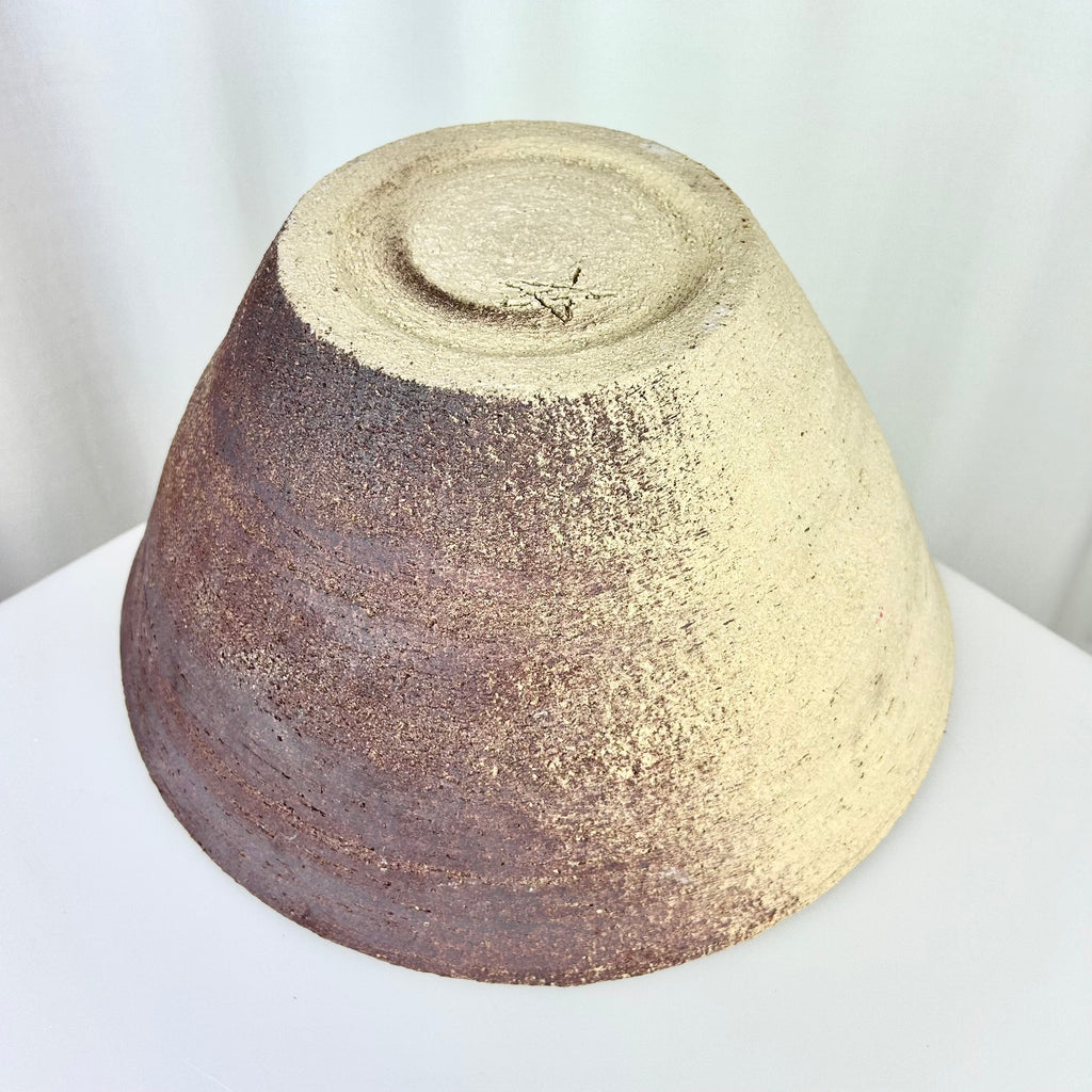 XL Vintage Matte Textured Stoneware bowl, bottom side up