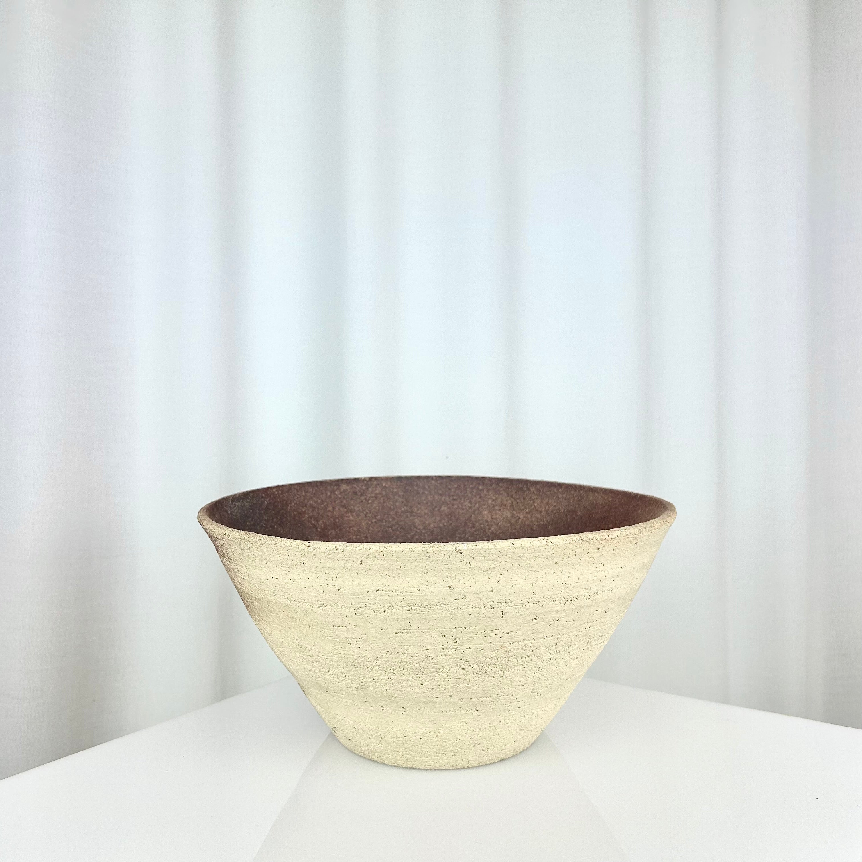 XL Vintage Matte Textured Stoneware bowl, bright side to the front