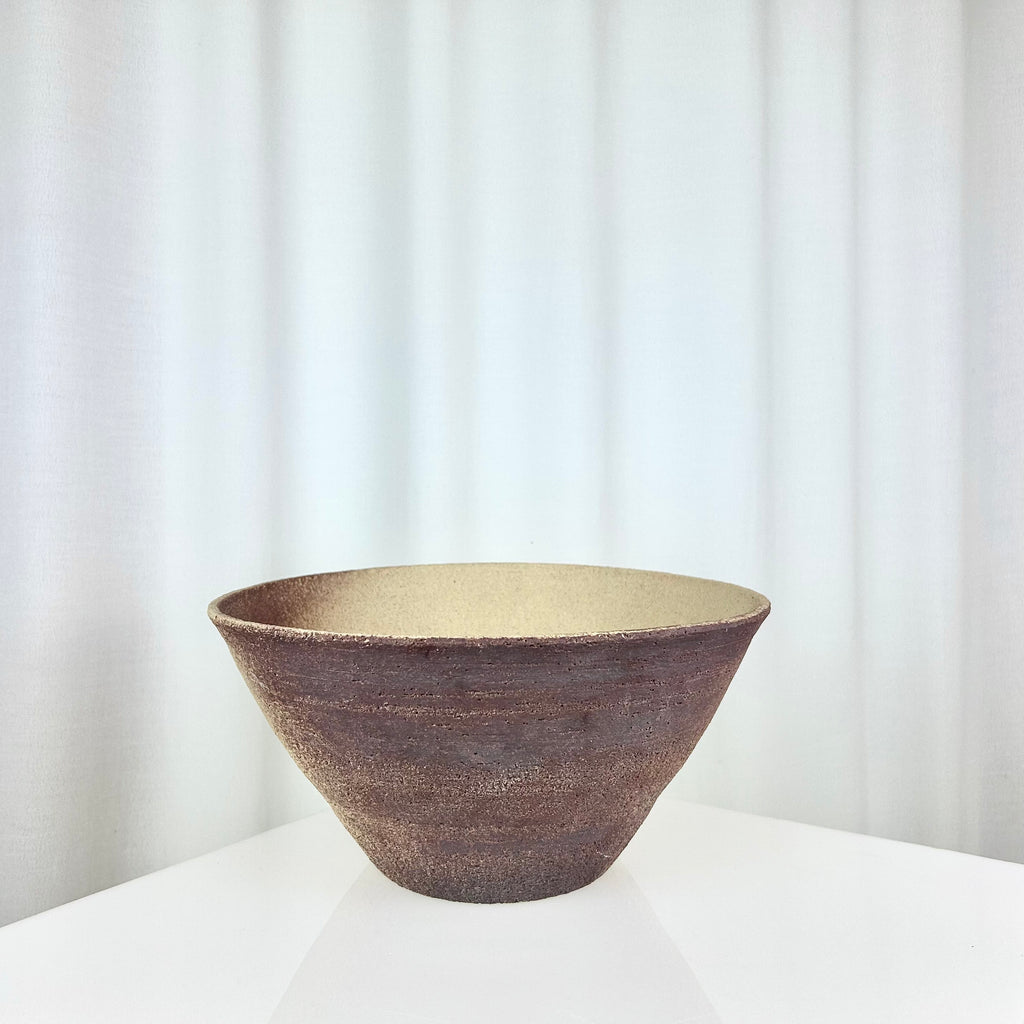 XL Vintage Matte Textured Stoneware bowl, dark side front