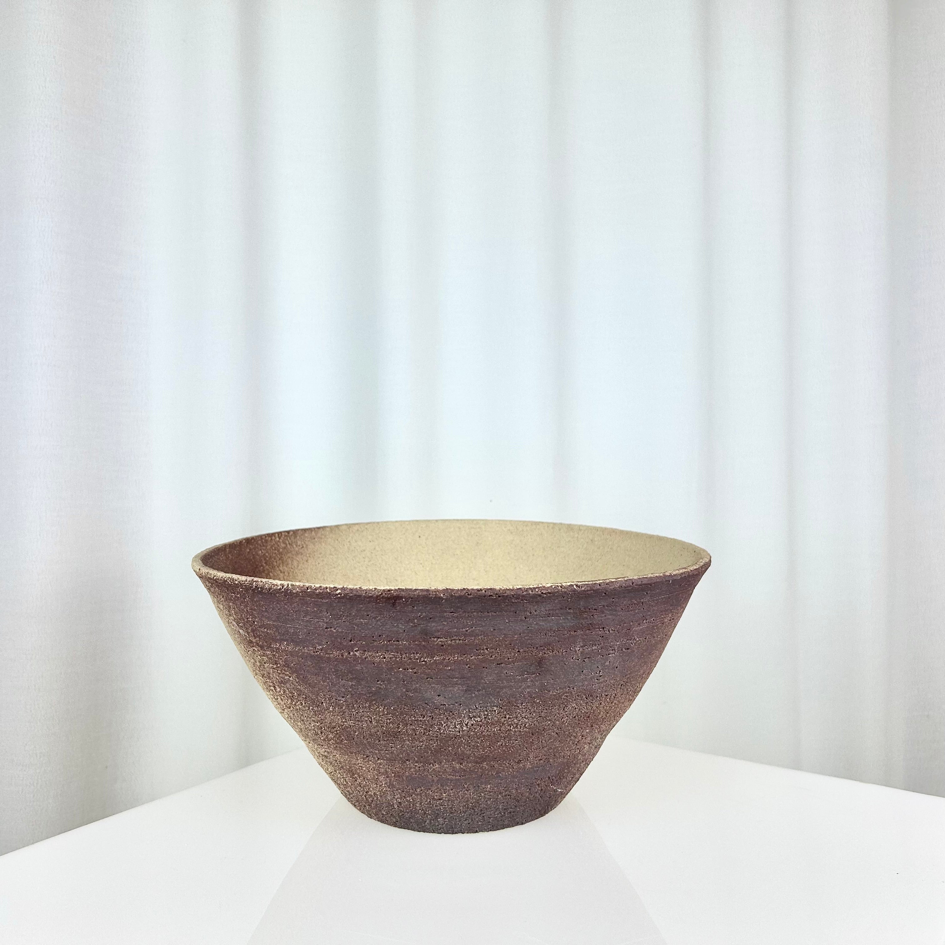 XL Vintage Matte Textured Stoneware bowl, dark side front