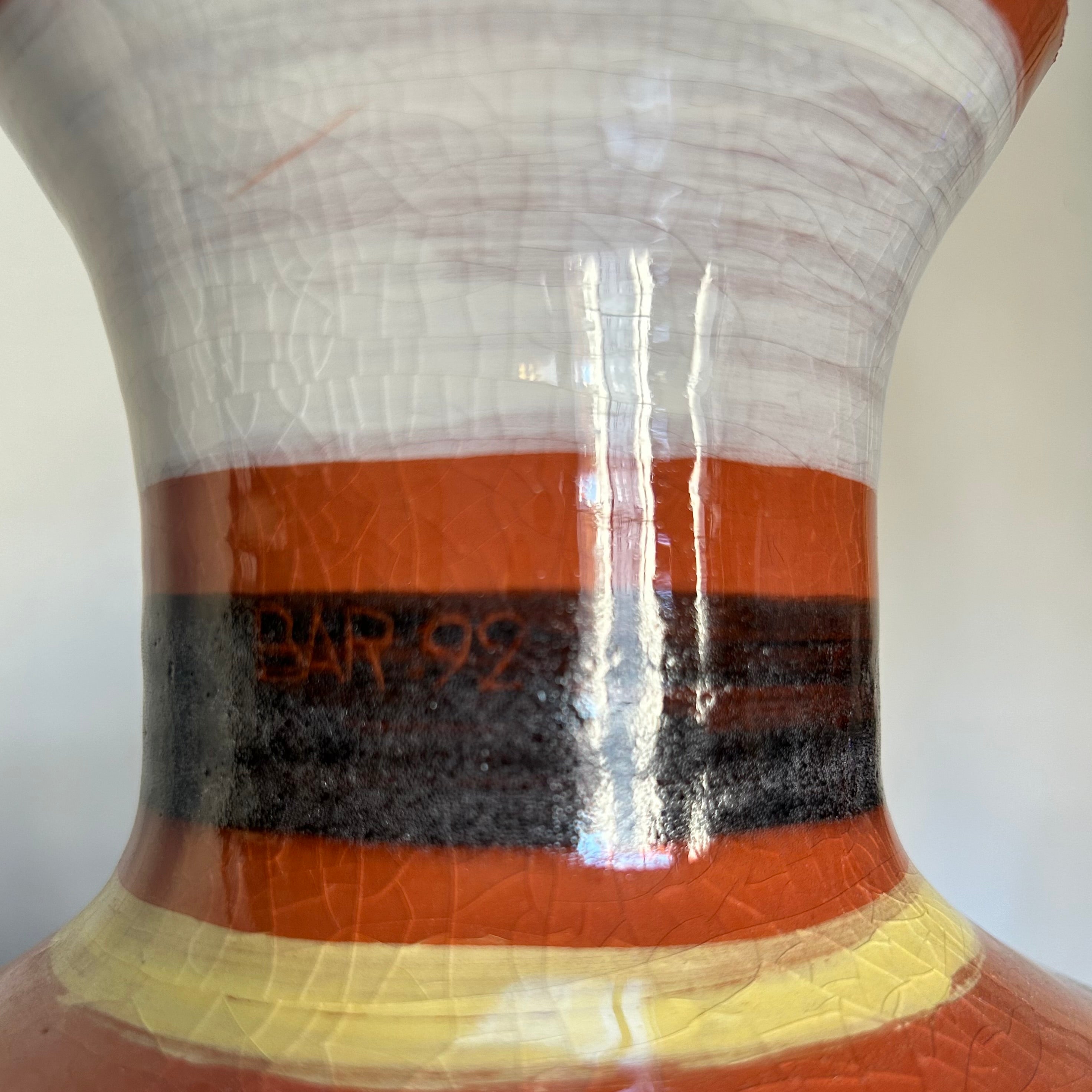 Handcrafted Vintage Ceramic Vase With Geometric Pattern