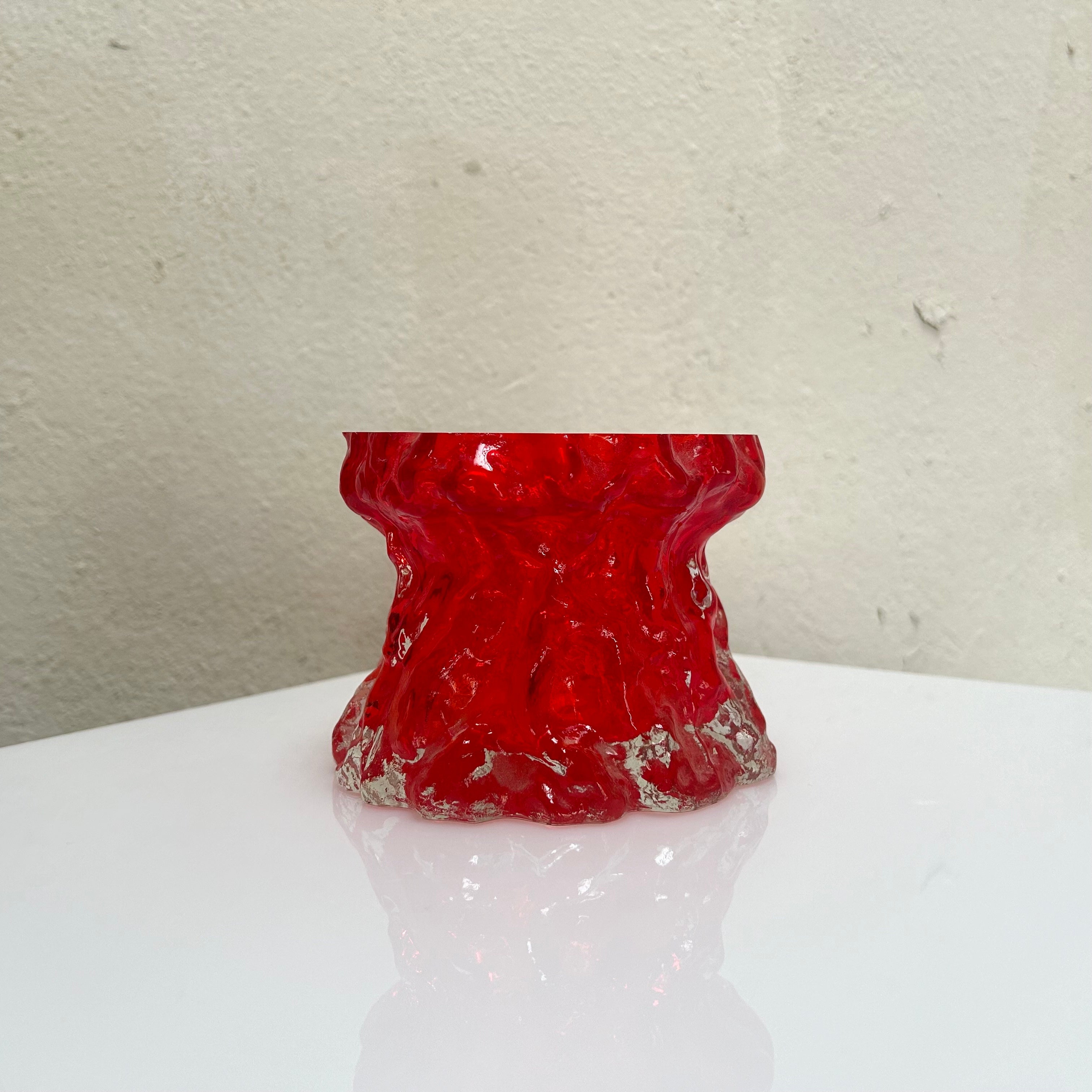 Chunky red vintage glass vase from Ingrid Kristal