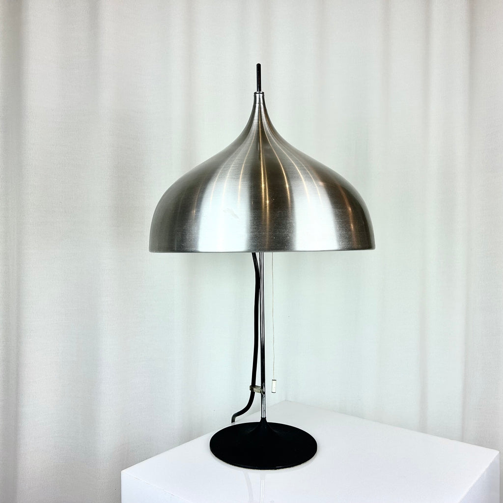 Mid-century modern mushroom shaped table lamp in black and chrome