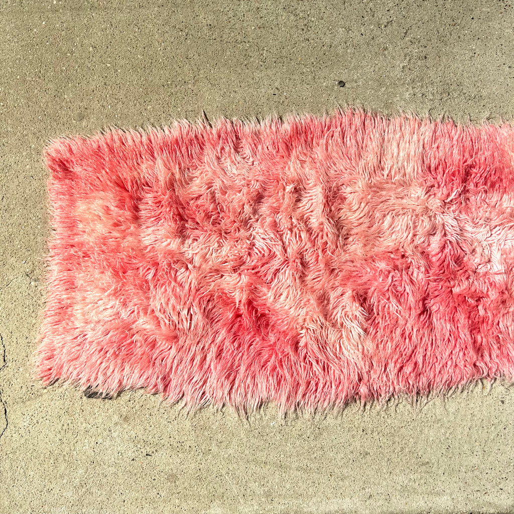Pink Vintage Flokati Runner, 1970s