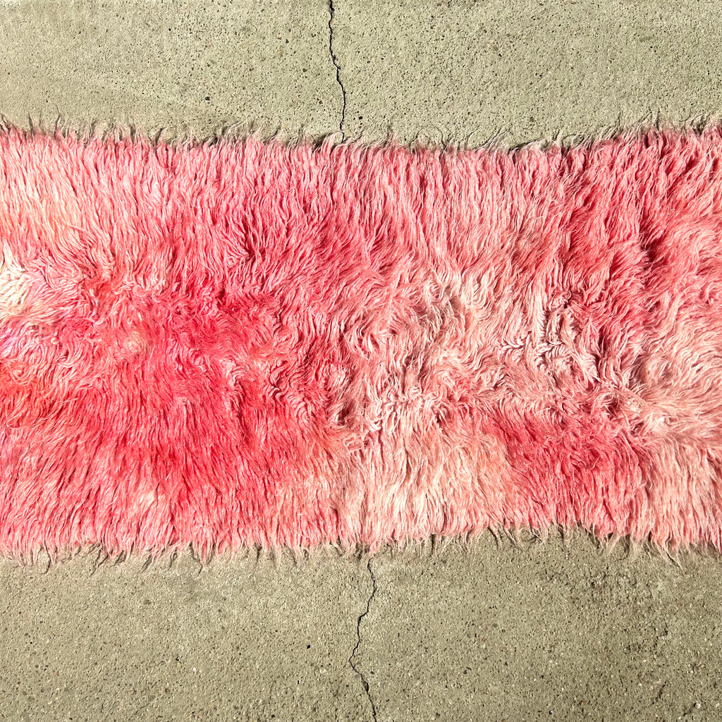 Pink Vintage Flokati Runner, 1970s