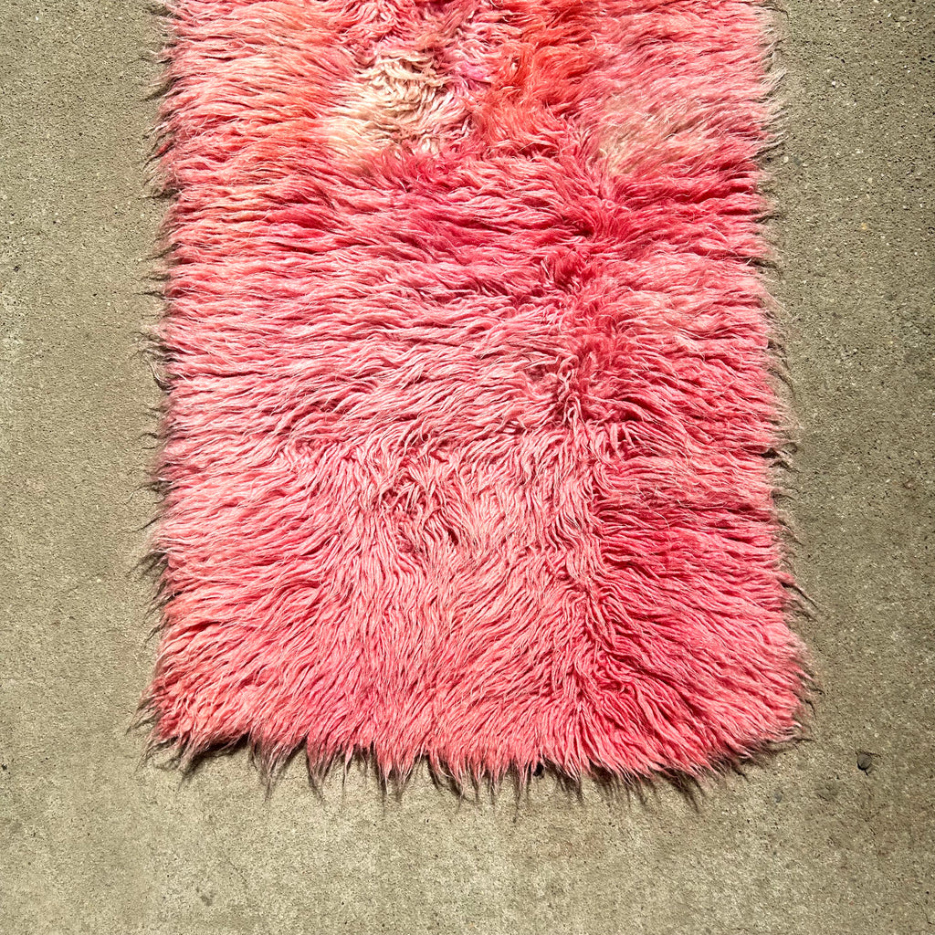 Pink Vintage Flokati Runner, 1970s