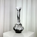 Tall vintage sculptural glass vase in black and white, 1970s