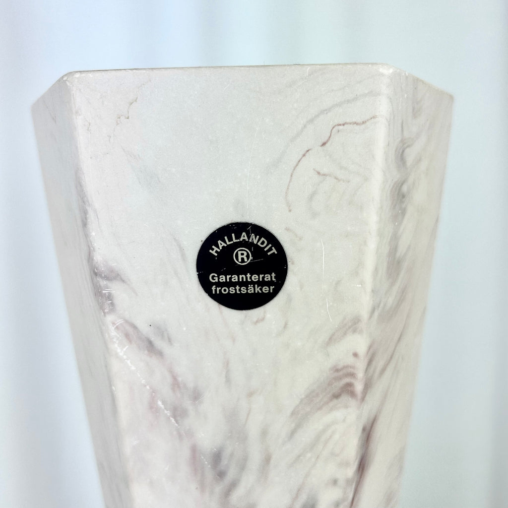 Vintage Hallandite Pedestal Vase, Sweden 1980s, label closeup