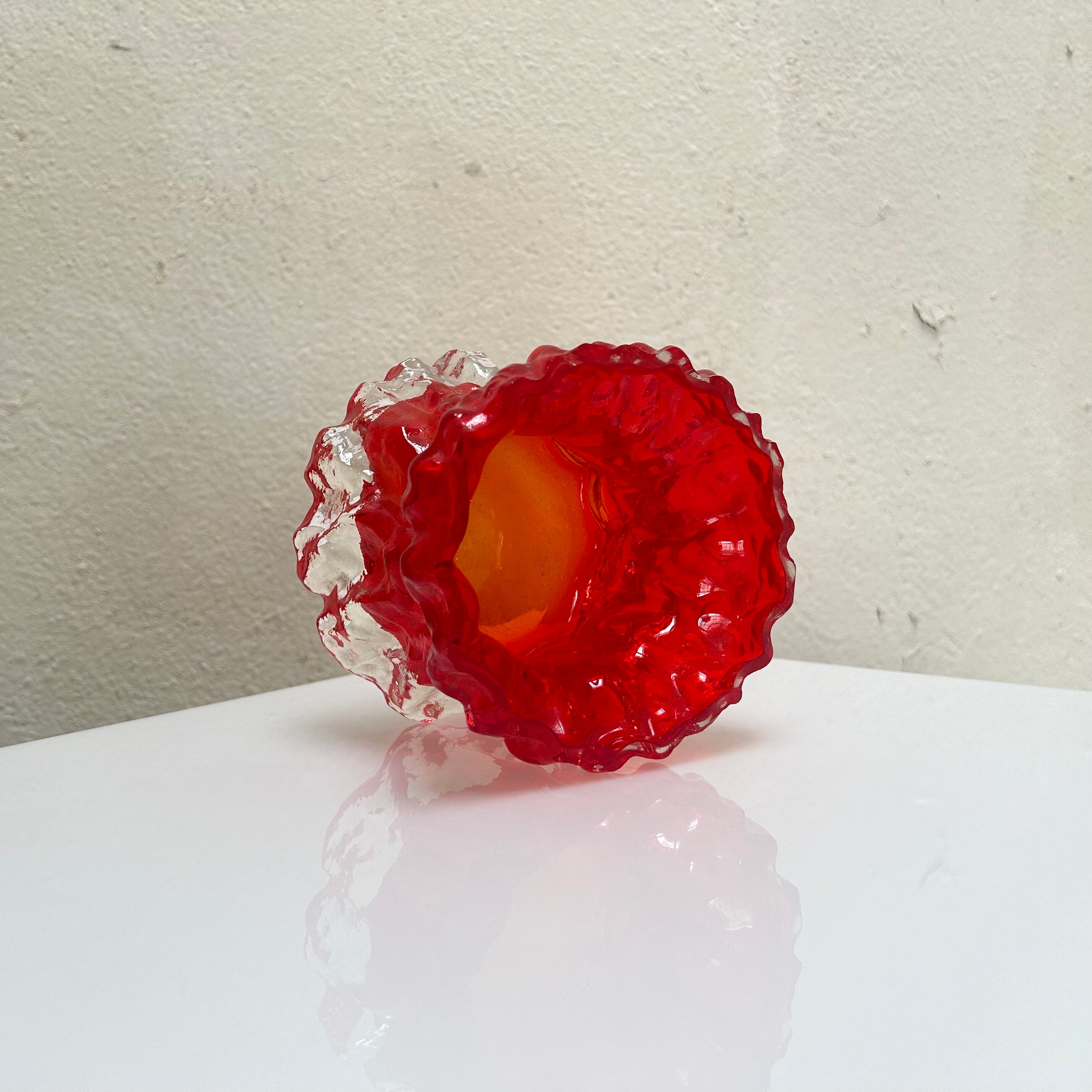 Red Chunky Vintage Glass Vase, Ingrid Kristal Glashütte 1970s