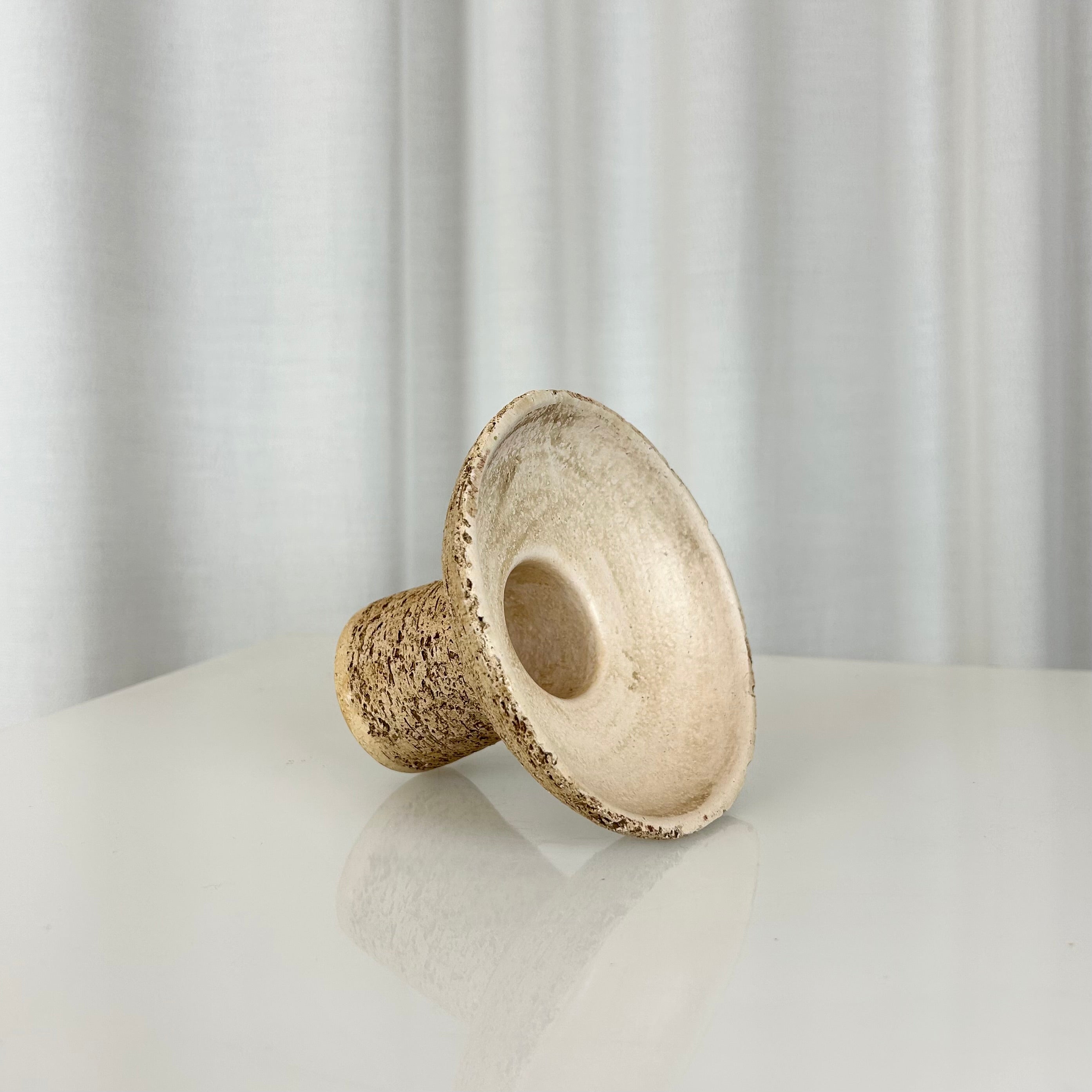 Vintage small textured stoneware pedestal bowl