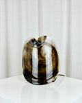 Vintage wall lamp by Per Lütken for Holmegaard, featuring a mouth-blown glass sconce with smoky brown swirls, 1970s Danish design.